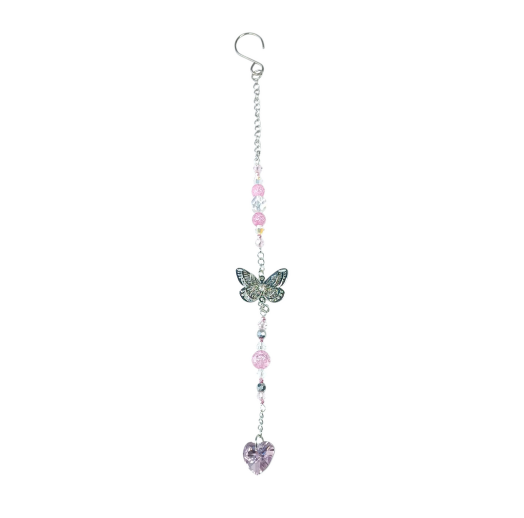 NEW Small Suncatcher - Butterfly design Pink