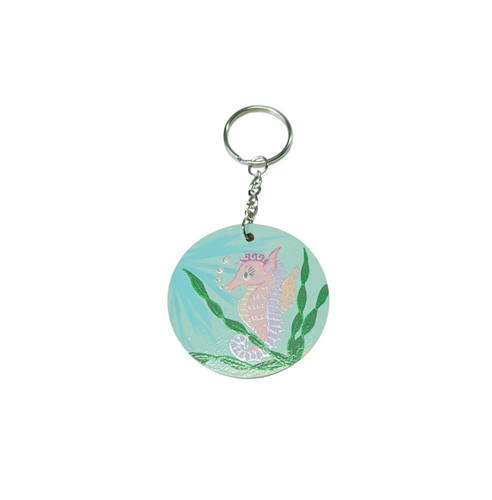 NEW Wood keyring - Seahorse design