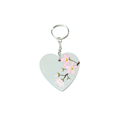 NEW Wood Keyring - Cherry blossom design