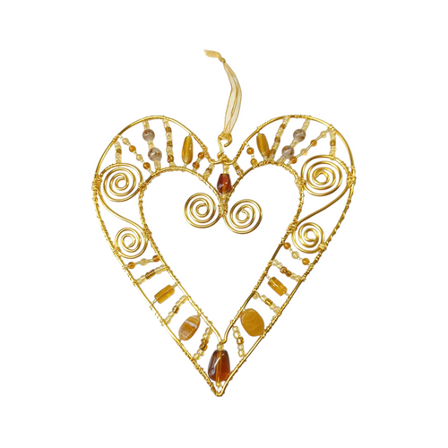 Heart Wall Hanger - Amber/honey