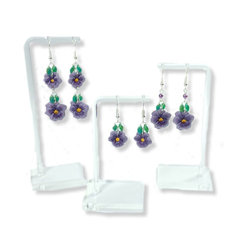 Porcelain Pansy Earrings - 3 size options