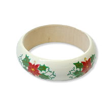 Wood Bangle - Poinsettia wreath design - 2 colour options
