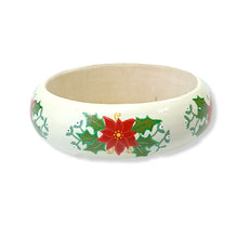 Wood Bangle - Poinsettia wreath design - 2 colour options