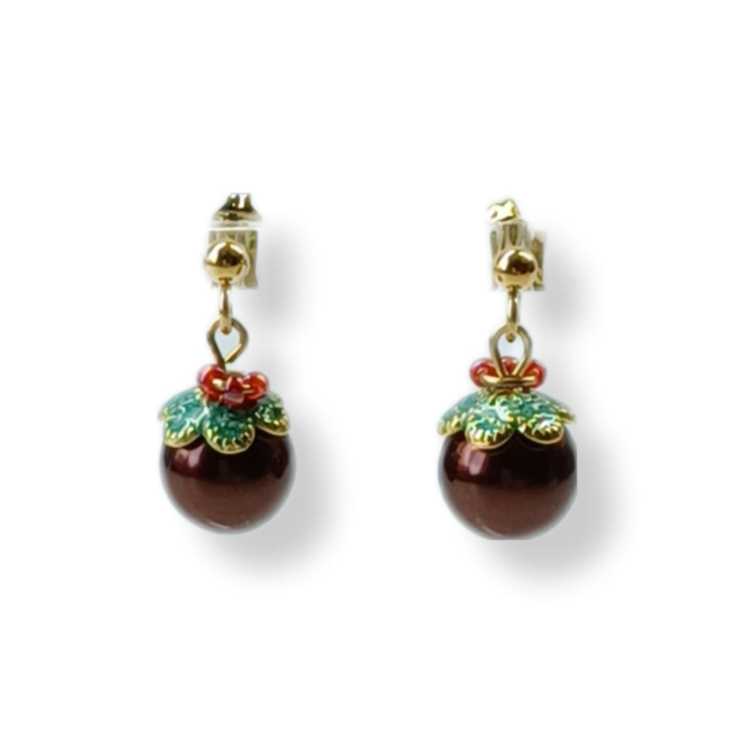 Christmas pudding stud earrings