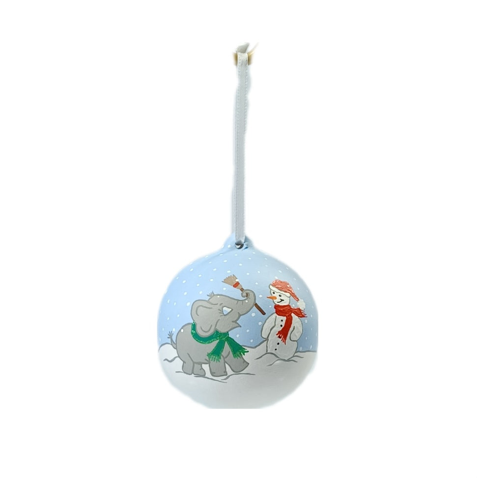 NEW Ceramic Bauble - Elephant/Snowman design 2 - 2 colour options