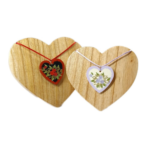 Wood Necklace - Rose design - 2 Colour options