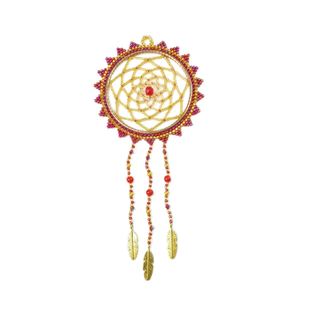 Red and Gold Dream Catcher - Small