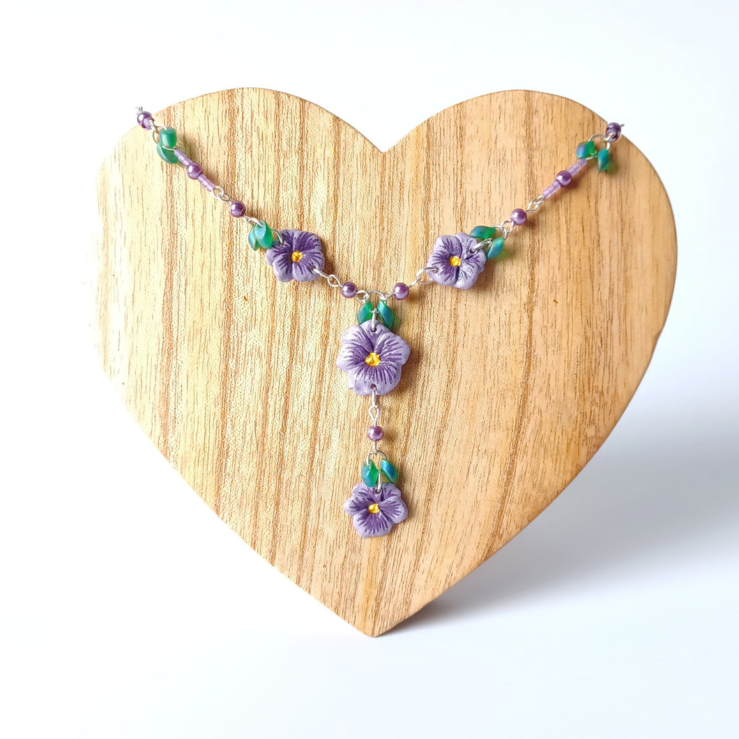 Porcelain Pansy Necklace
