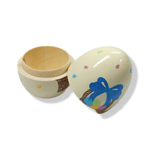 Wood Egg tiny trinket box - Easter basket design