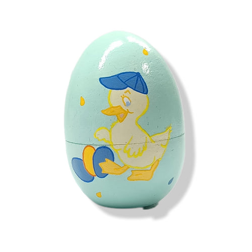 Wood Egg tiny trinket box - little boy Chick design