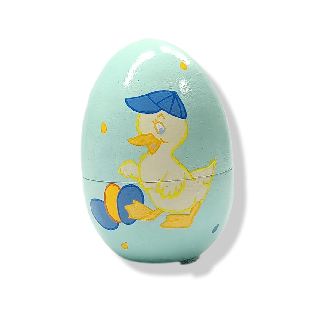 Wood Egg tiny trinket box - little boy Chick design