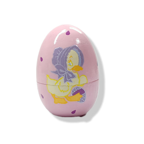 Wood Egg tiny trinket box - little girl Chick design