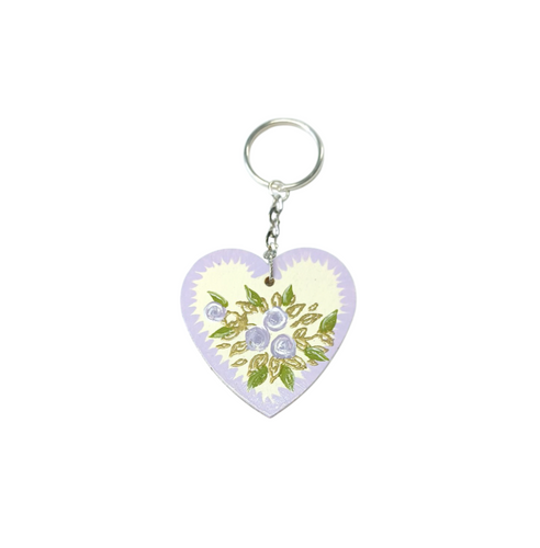 NEW Wood keyring - Rosebud design