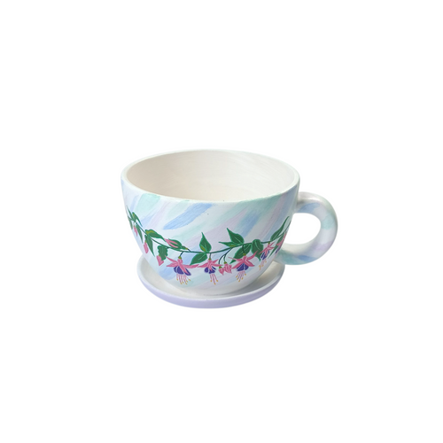 NEW Tea cup planter - Fuchsia design