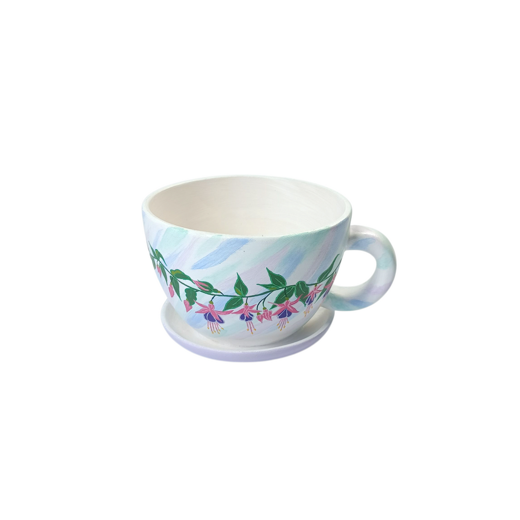 NEW Tea cup planter - Fuchsia design