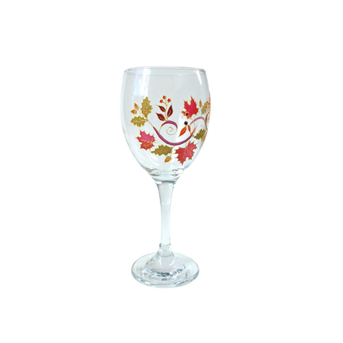 NEW Autumn leaves Wine glass