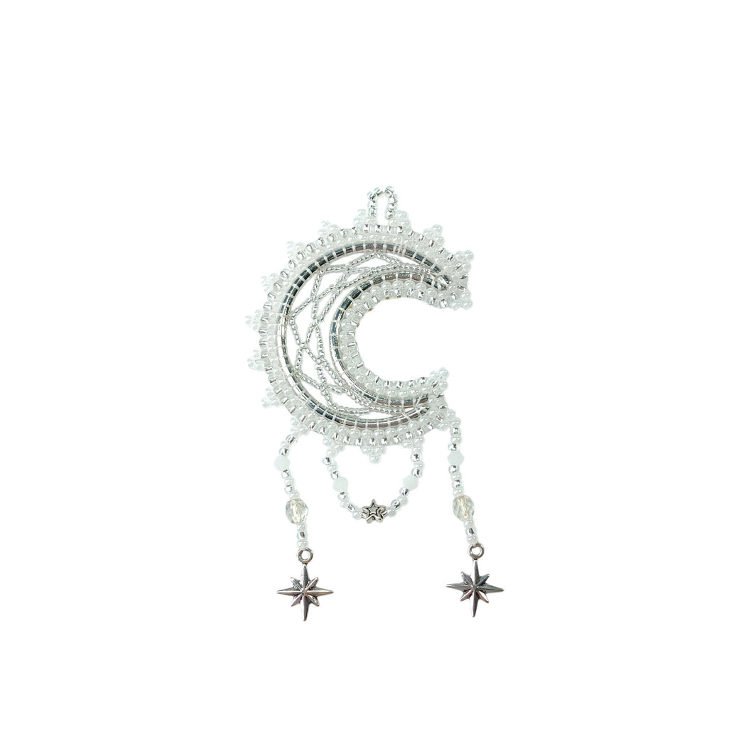 NEW Mini Moon Dream Catcher - White/Silver