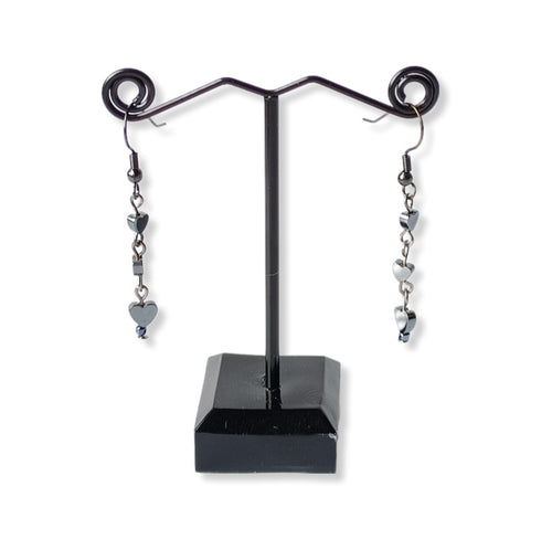 Hematite Heart Earrings