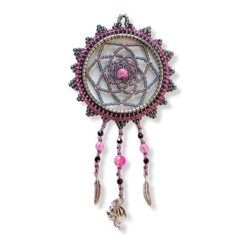 Mini Dream catchers - Black/hot pink - Dragon