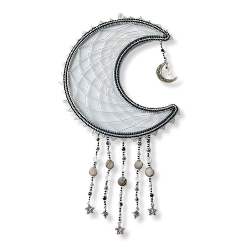 Large Moon Dream catcher - Black/Silver