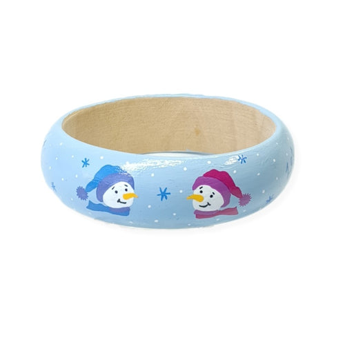 Wood Bangle - Snowman design