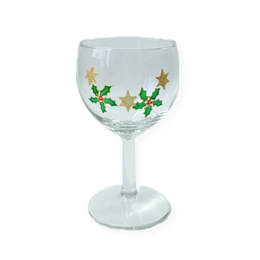 Wine glass - Holly design