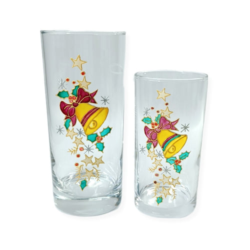 Highball glass - Christmas bell design - 2 size options