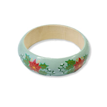 Wood Bangle - Poinsettia wreath design - 2 colour options
