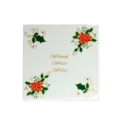 Festive Tile pot sand - Poinsettia design