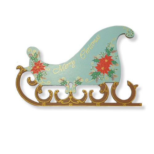 Poinsettia Sleigh Decoration