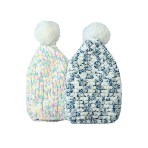 New Fluffy crush pompom hat - 1-2yrs approx. 2 colour options
