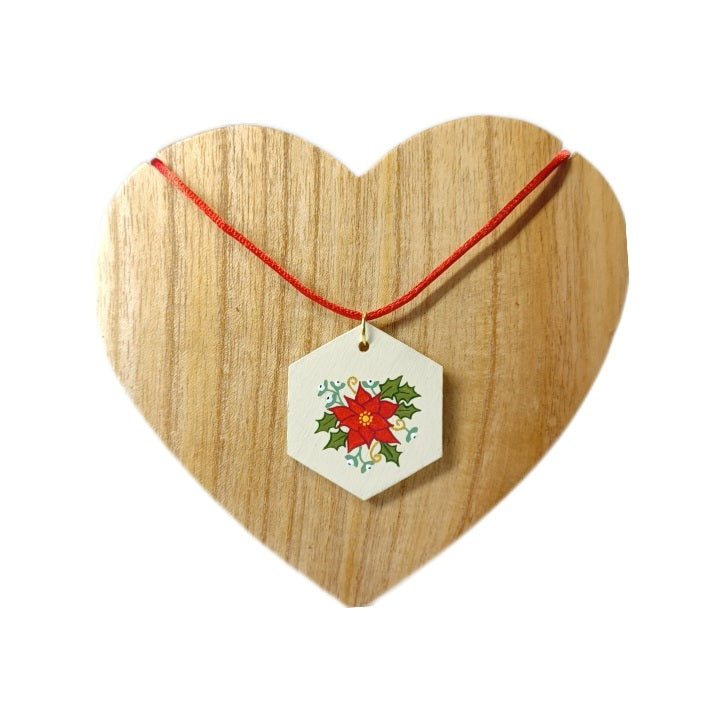 Poinsettia wood Necklace