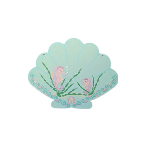 NEW Wood Shell shape decoration - Seahorse design