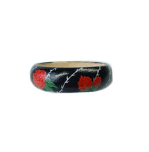 NEW Wood bangle - Black/Red Rose Design