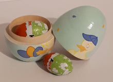 Wood Egg tiny trinket box - little boy Chick design