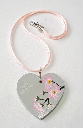 Wood Necklace - Cherry blossom design