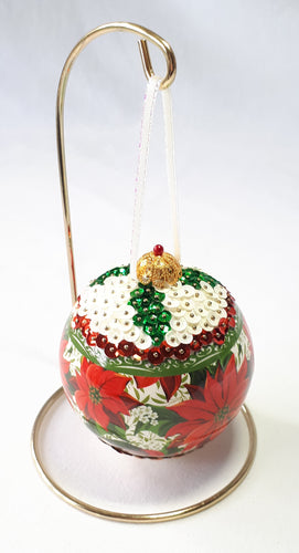 Sequin Bauble - Poinsettia design