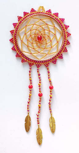 Red and Gold Dream Catcher - Small