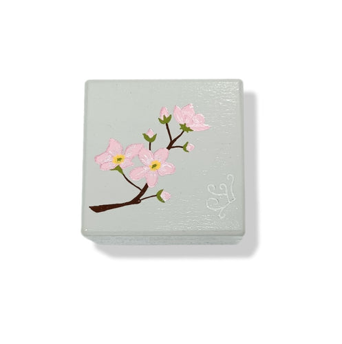 Trinket Box (small square) - Cherry blossom design