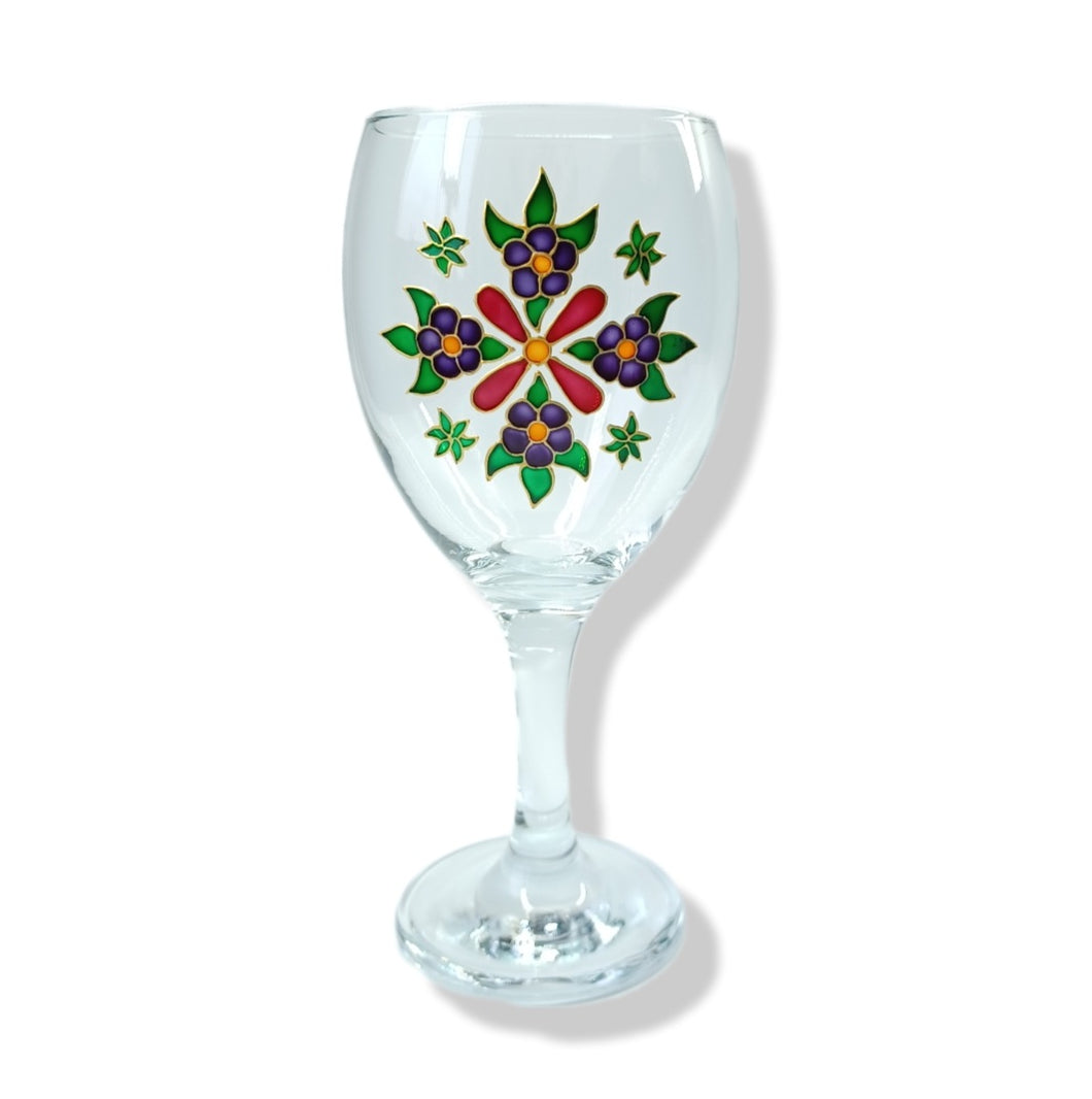 Wine Glass - Floral design