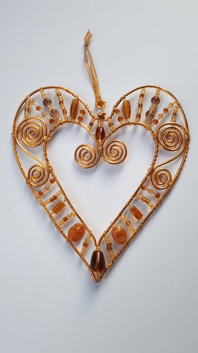 Heart Wall Hanger - Amber/honey